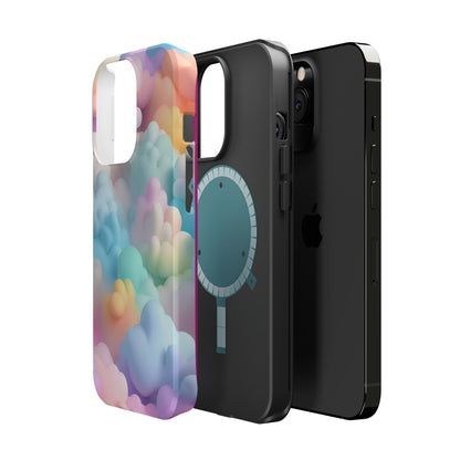 Colorful Cloud Magnetic Phone Cases, Vibrant Tough Cases, Cute Phone Covers, Cloud Art Cases, Rainbow Phone Accessories