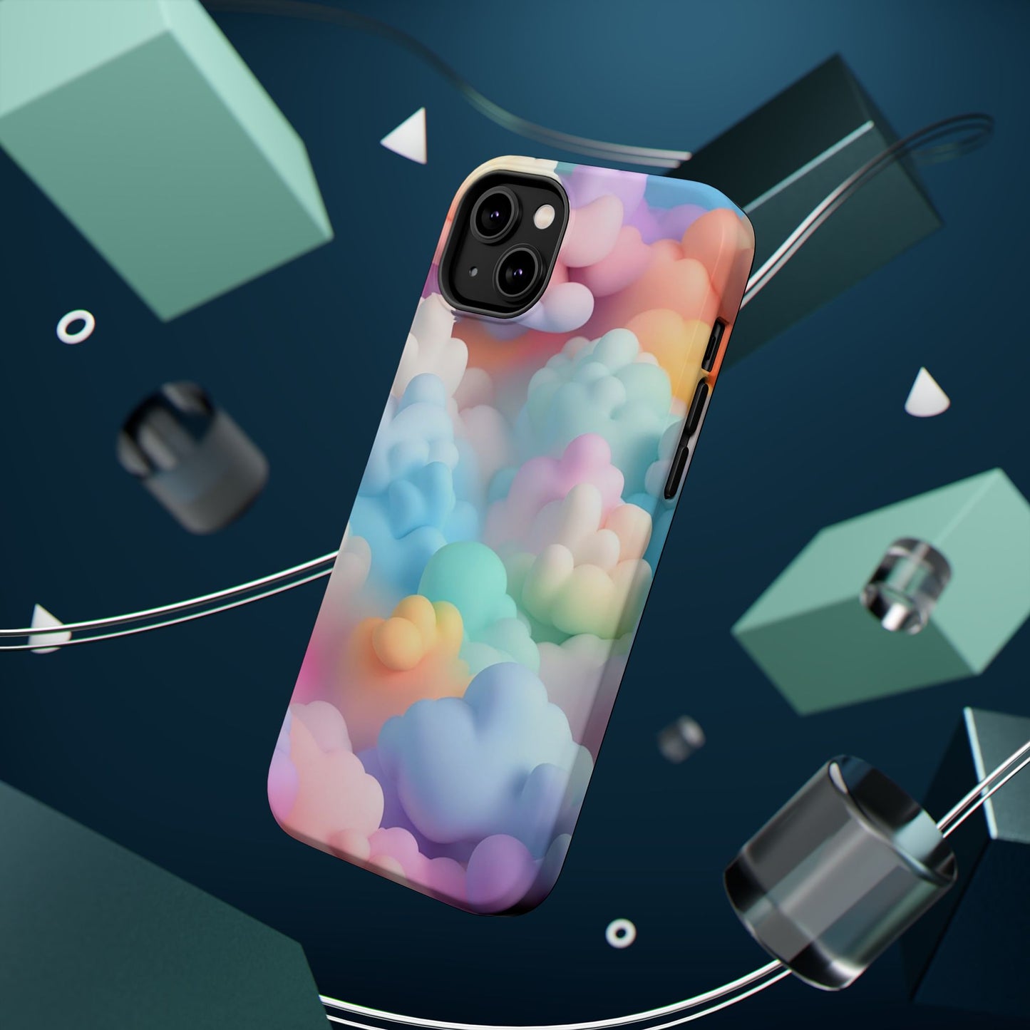 Colorful Cloud Magnetic Phone Cases, Vibrant Tough Cases, Cute Phone Covers, Cloud Art Cases, Rainbow Phone Accessories