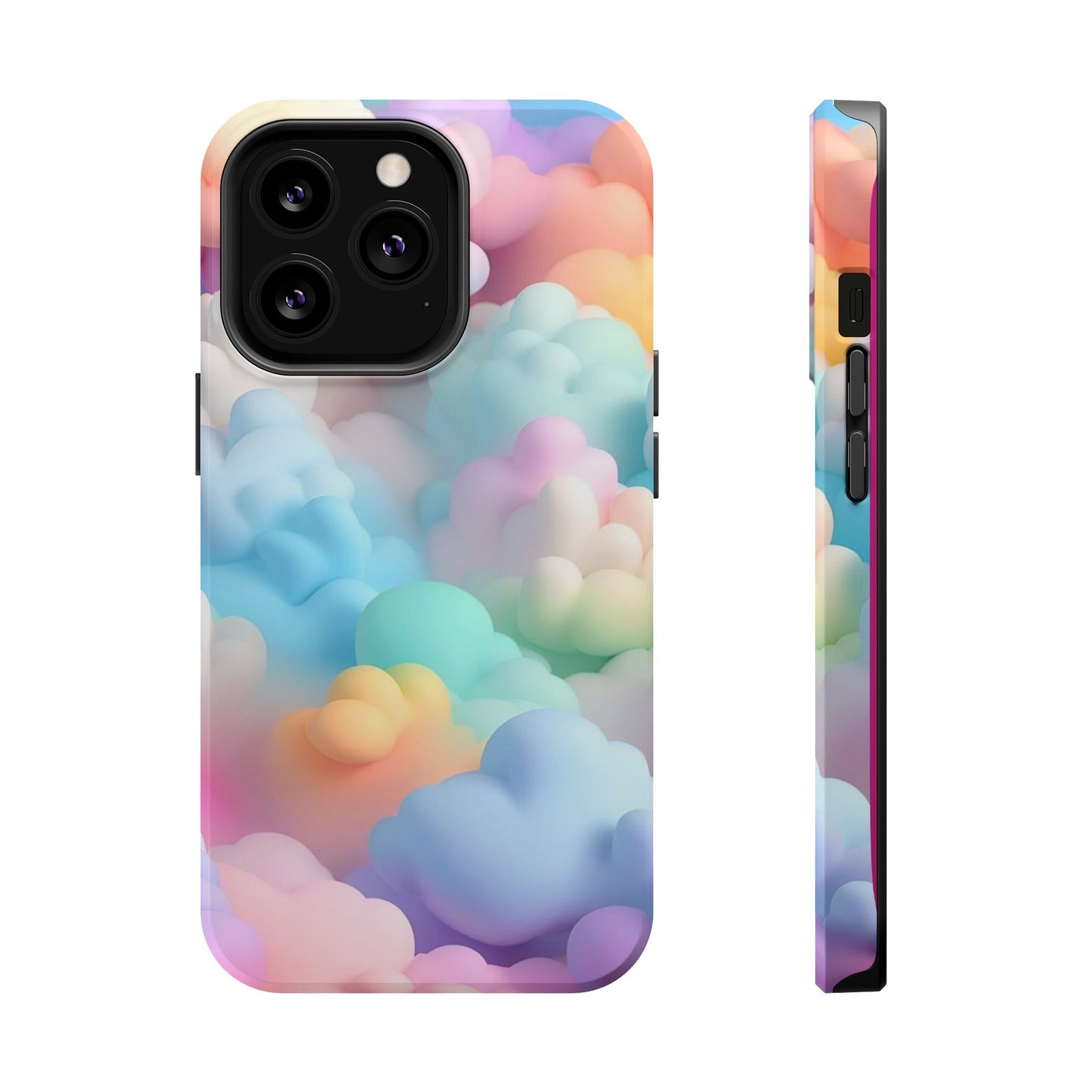 Colorful Cloud Magnetic Phone Cases, Vibrant Tough Cases, Cute Phone Covers, Cloud Art Cases, Rainbow Phone Accessories