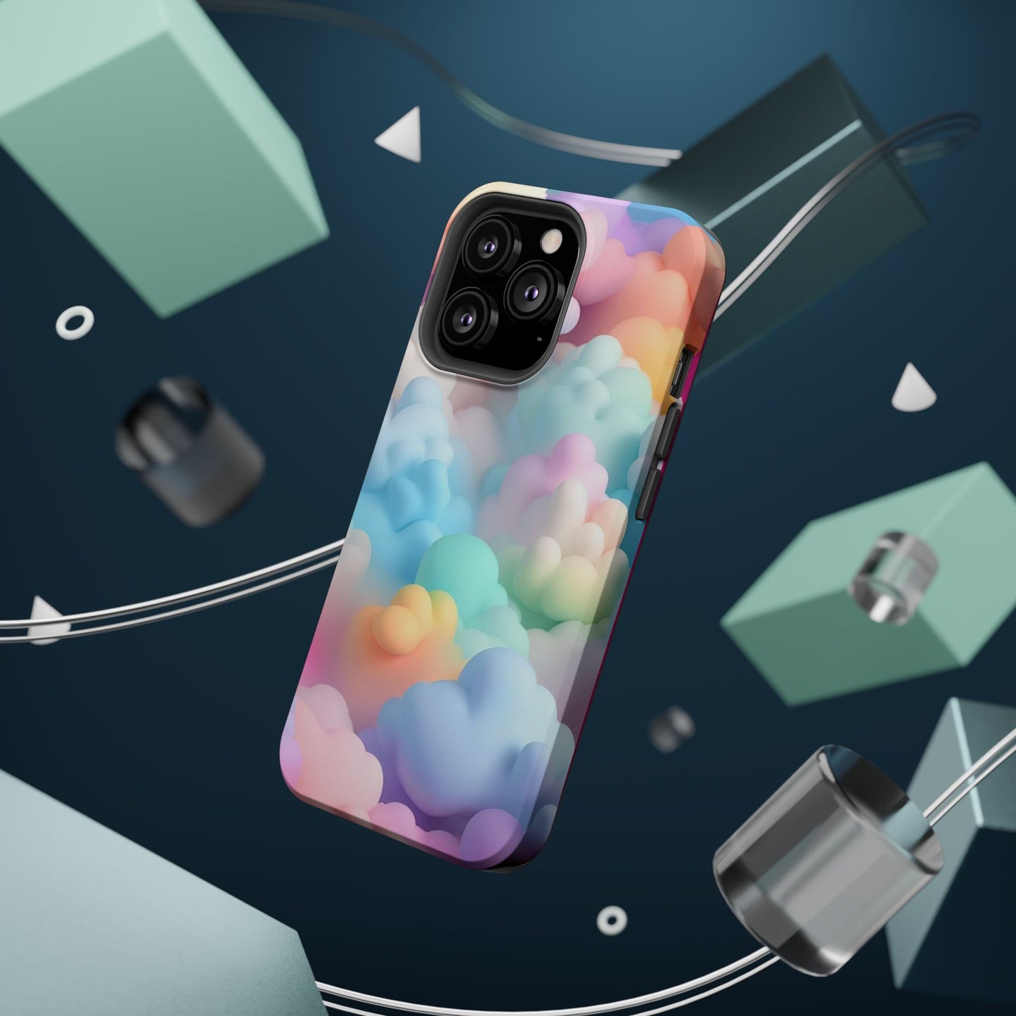 Colorful Cloud Magnetic Phone Cases, Vibrant Tough Cases, Cute Phone Covers, Cloud Art Cases, Rainbow Phone Accessories