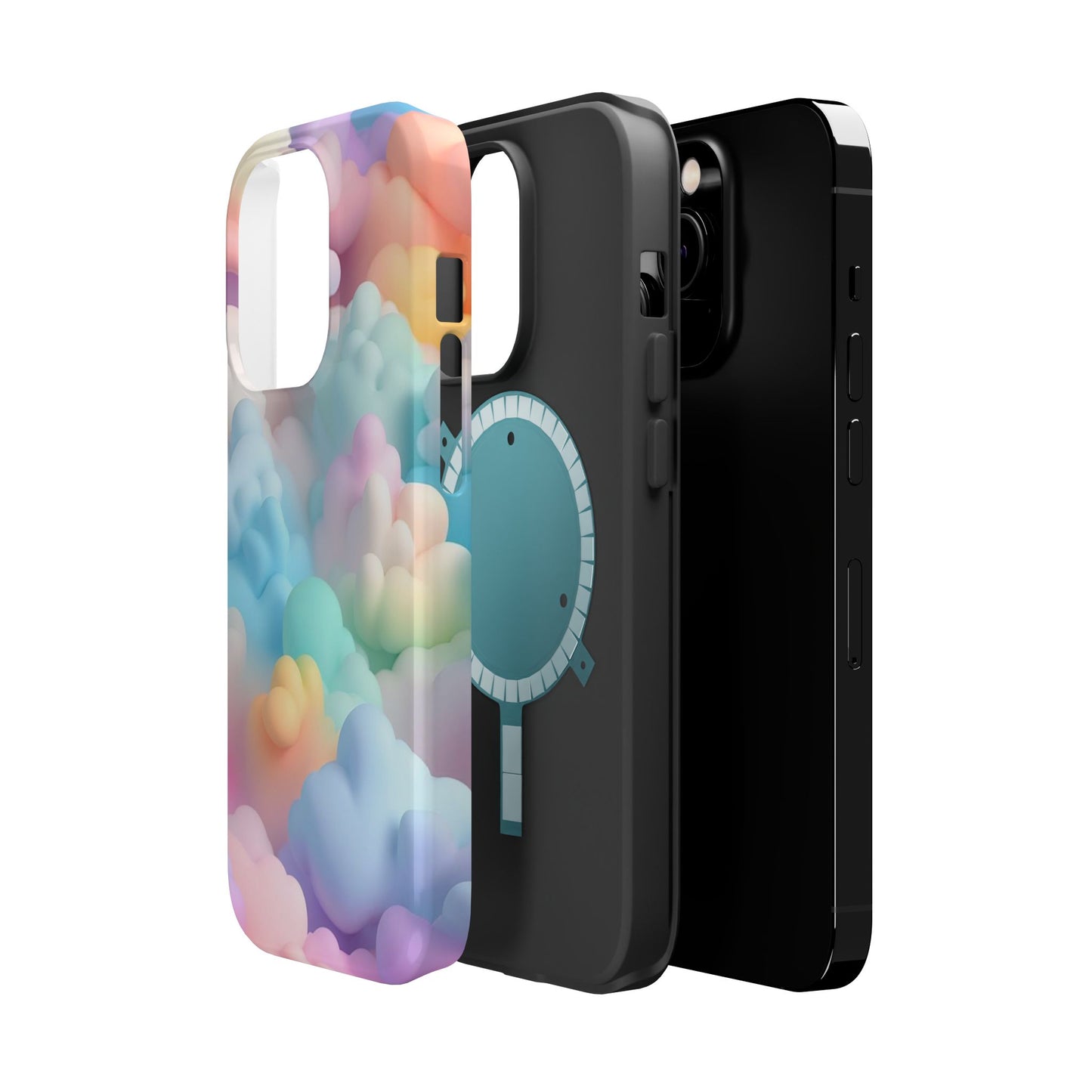 Colorful Cloud Magnetic Phone Cases, Vibrant Tough Cases, Cute Phone Covers, Cloud Art Cases, Rainbow Phone Accessories