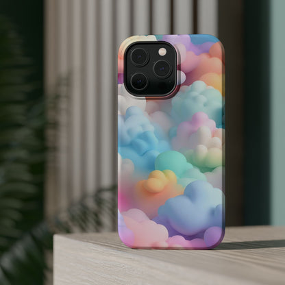 Colorful Cloud Magnetic Phone Cases, Vibrant Tough Cases, Cute Phone Covers, Cloud Art Cases, Rainbow Phone Accessories