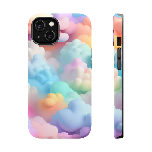 Colorful Cloud Magnetic Phone Cases, Vibrant Tough Cases, Cute Phone Covers, Cloud Art Cases, Rainbow Phone Accessories