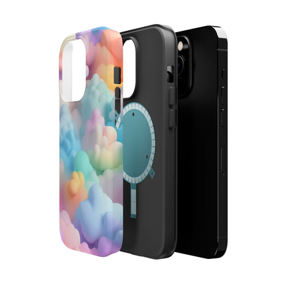 Colorful Cloud Magnetic Phone Cases, Vibrant Tough Cases, Cute Phone Covers, Cloud Art Cases, Rainbow Phone Accessories