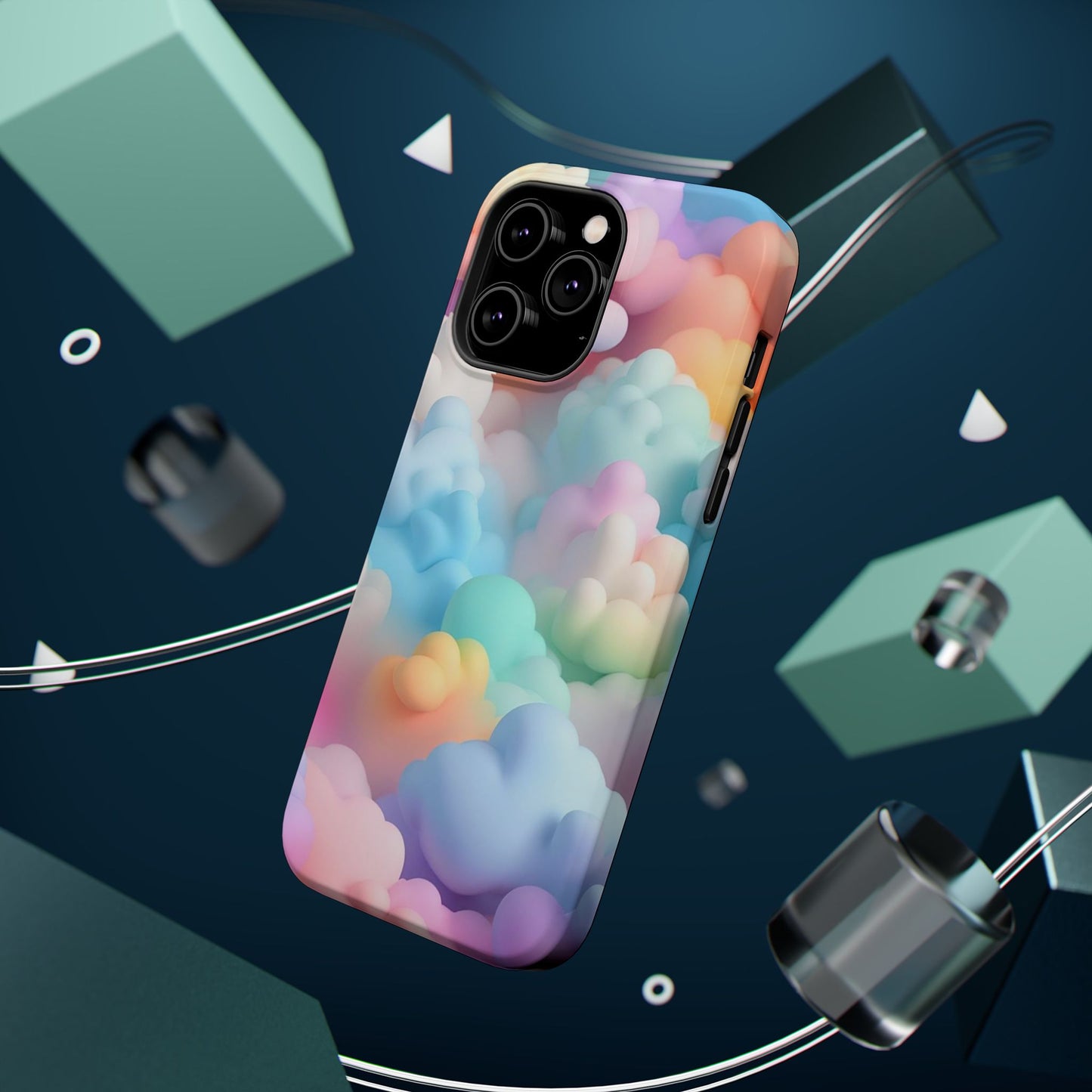 Colorful Cloud Magnetic Phone Cases, Vibrant Tough Cases, Cute Phone Covers, Cloud Art Cases, Rainbow Phone Accessories