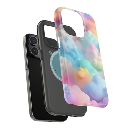 Colorful Cloud Magnetic Phone Cases, Vibrant Tough Cases, Cute Phone Covers, Cloud Art Cases, Rainbow Phone Accessories