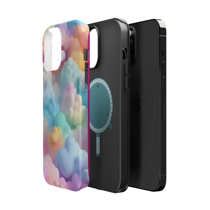Colorful Cloud Magnetic Phone Cases, Vibrant Tough Cases, Cute Phone Covers, Cloud Art Cases, Rainbow Phone Accessories