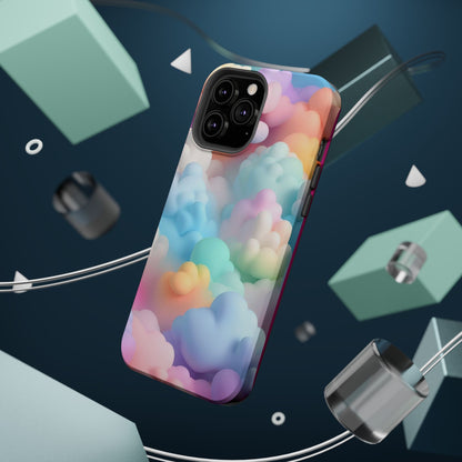 Colorful Cloud Magnetic Phone Cases, Vibrant Tough Cases, Cute Phone Covers, Cloud Art Cases, Rainbow Phone Accessories