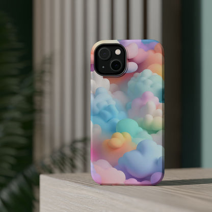 Colorful Cloud Magnetic Phone Cases, Vibrant Tough Cases, Cute Phone Covers, Cloud Art Cases, Rainbow Phone Accessories