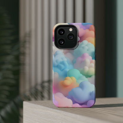 Colorful Cloud Magnetic Phone Cases, Vibrant Tough Cases, Cute Phone Covers, Cloud Art Cases, Rainbow Phone Accessories