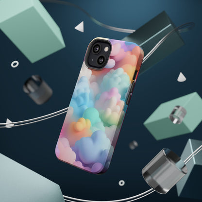 Colorful Cloud Magnetic Phone Cases, Vibrant Tough Cases, Cute Phone Covers, Cloud Art Cases, Rainbow Phone Accessories