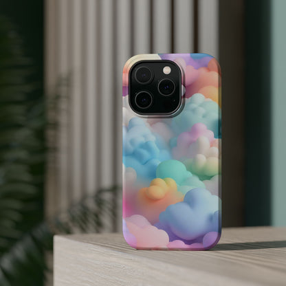 Colorful Cloud Magnetic Phone Cases, Vibrant Tough Cases, Cute Phone Covers, Cloud Art Cases, Rainbow Phone Accessories