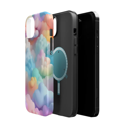 Colorful Cloud Magnetic Phone Cases, Vibrant Tough Cases, Cute Phone Covers, Cloud Art Cases, Rainbow Phone Accessories