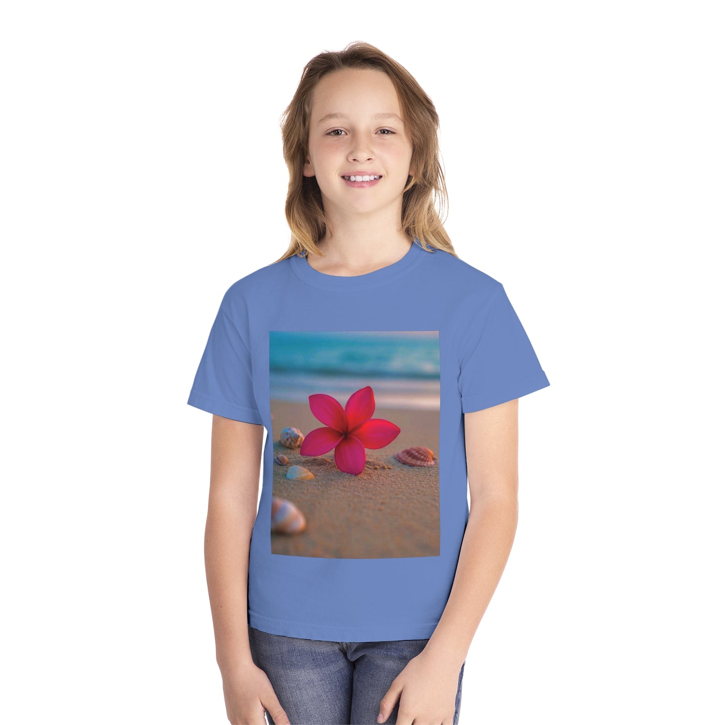 Flower Power Youth Tee -Summer Shirt, Beachwear, Cute Graphic Tee, Gift for Teens, Vivid Colors