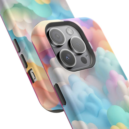 Colorful Cloud Magnetic Phone Cases, Vibrant Tough Cases, Cute Phone Covers, Cloud Art Cases, Rainbow Phone Accessories