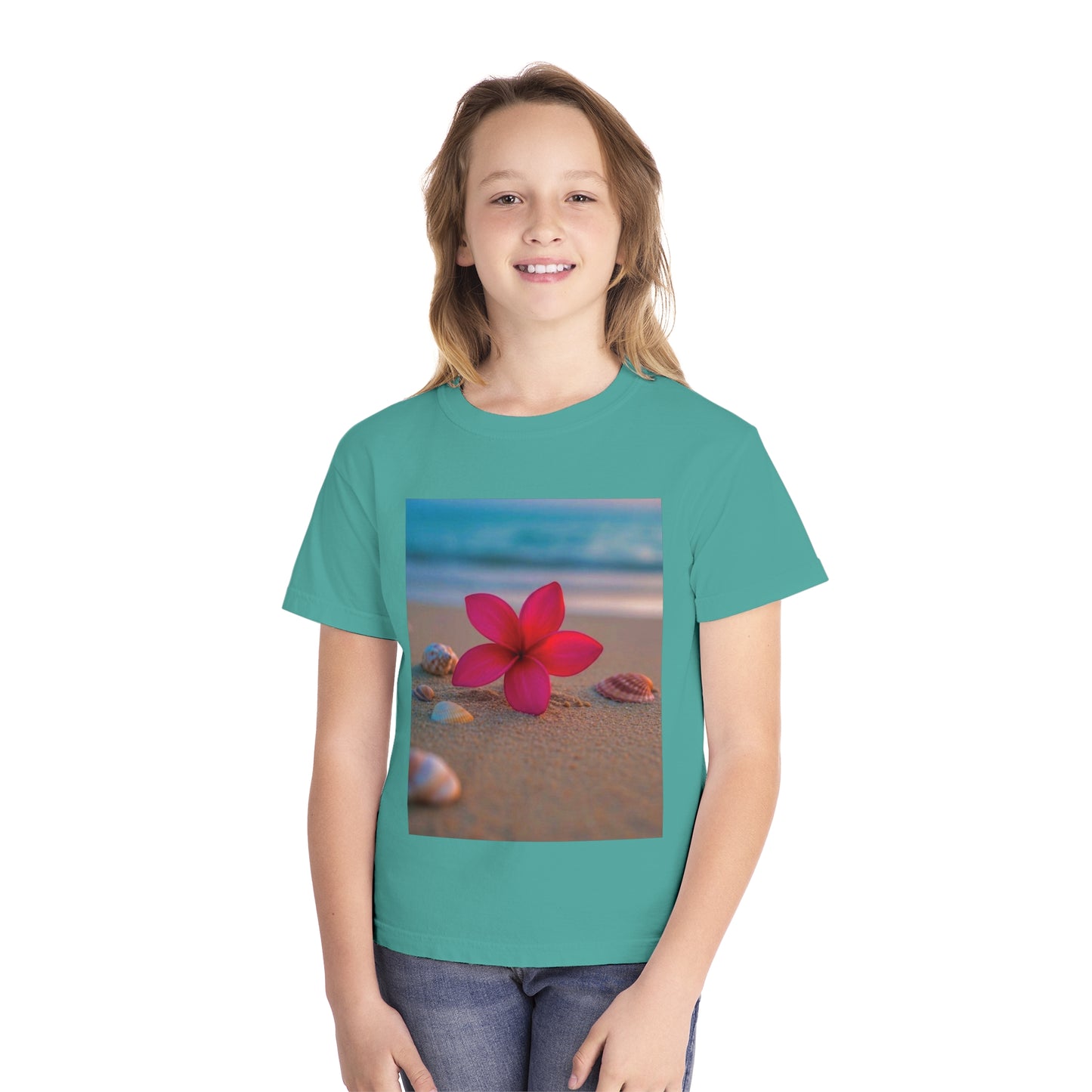 Flower Power Youth Tee -Summer Shirt, Beachwear, Cute Graphic Tee, Gift for Teens, Vivid Colors