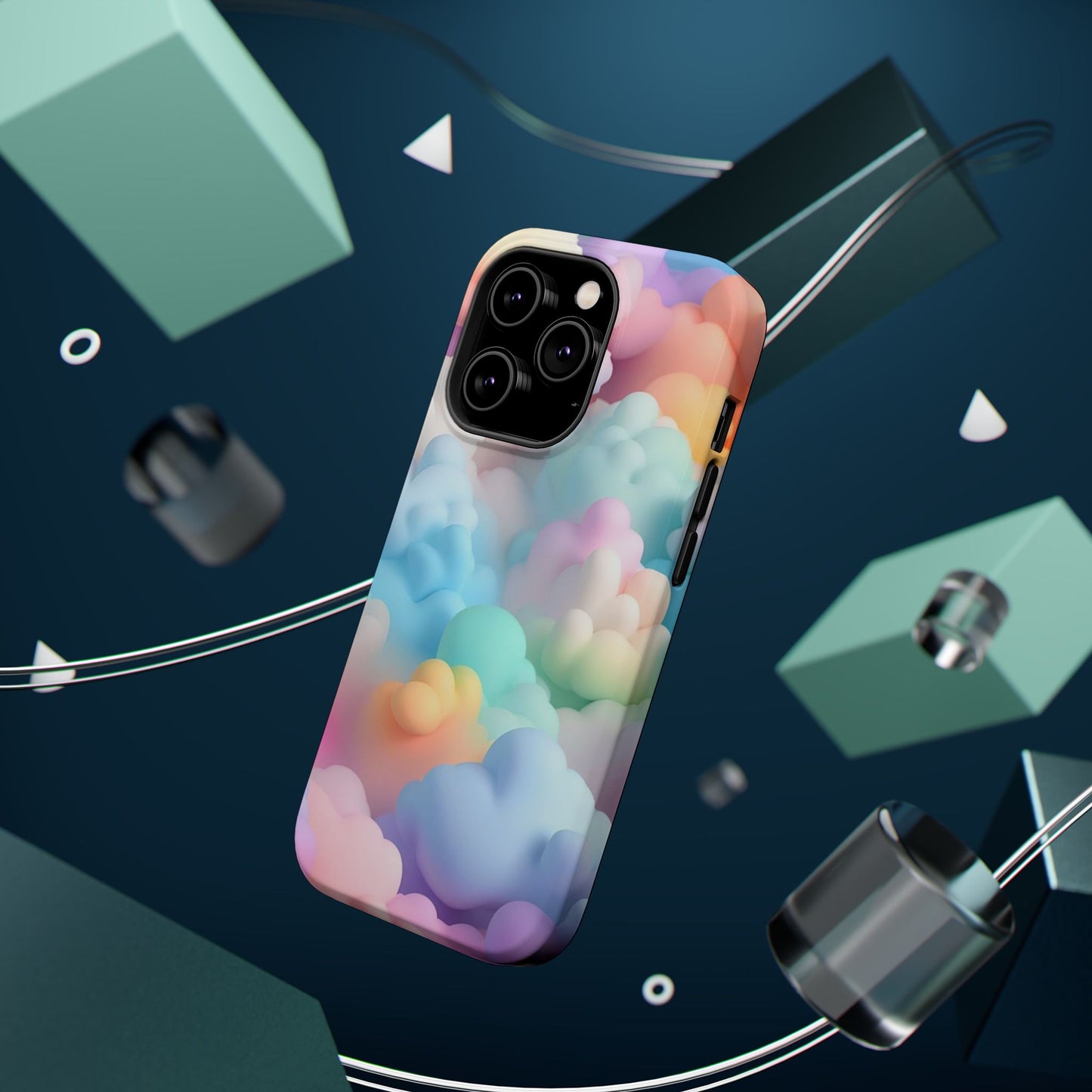 Colorful Cloud Magnetic Phone Cases, Vibrant Tough Cases, Cute Phone Covers, Cloud Art Cases, Rainbow Phone Accessories