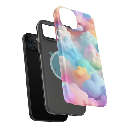 Colorful Cloud Magnetic Phone Cases, Vibrant Tough Cases, Cute Phone Covers, Cloud Art Cases, Rainbow Phone Accessories