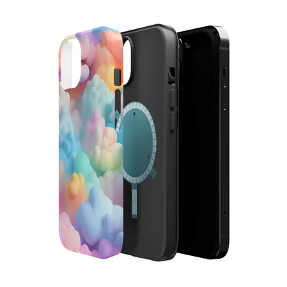 Colorful Cloud Magnetic Phone Cases, Vibrant Tough Cases, Cute Phone Covers, Cloud Art Cases, Rainbow Phone Accessories