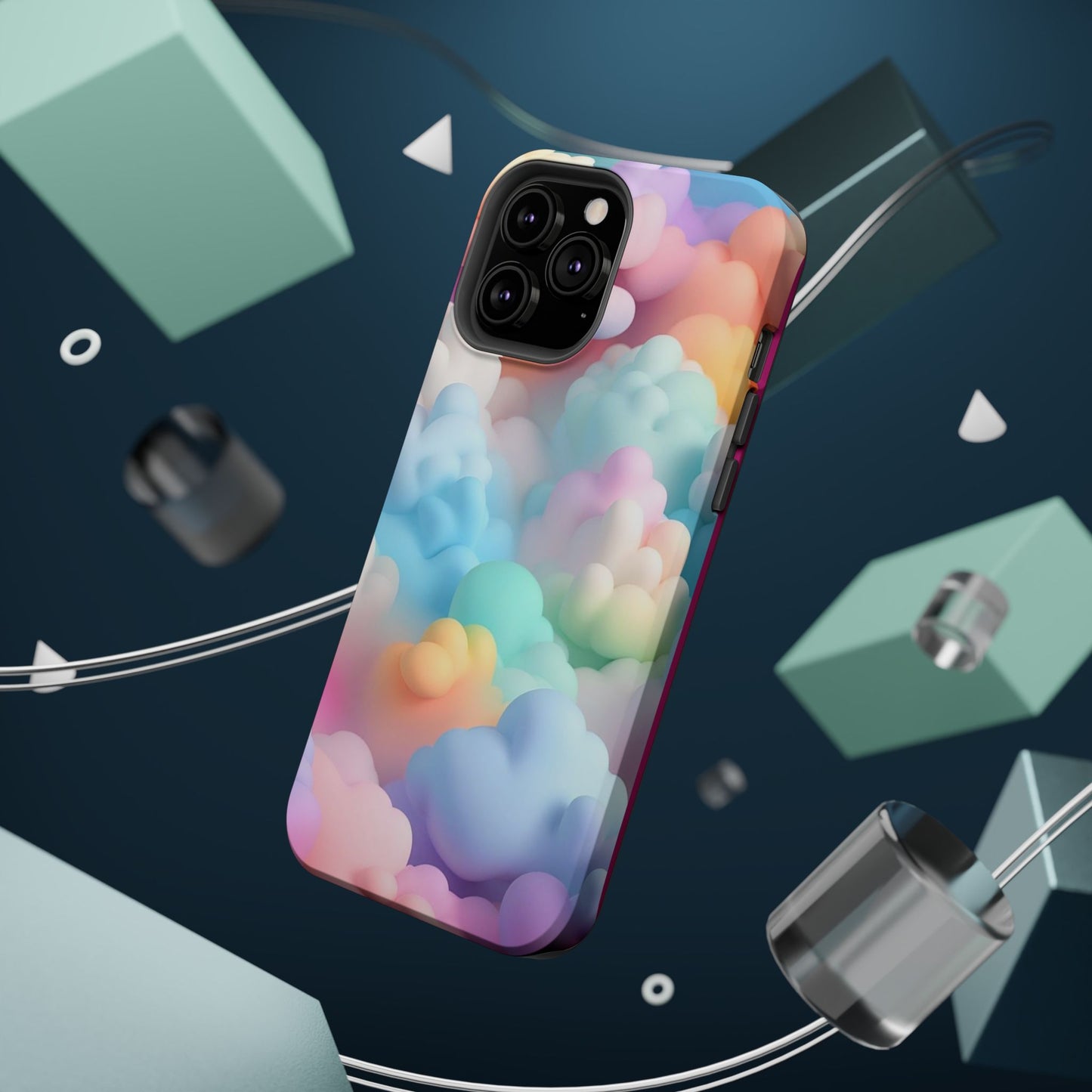 Colorful Cloud Magnetic Phone Cases, Vibrant Tough Cases, Cute Phone Covers, Cloud Art Cases, Rainbow Phone Accessories
