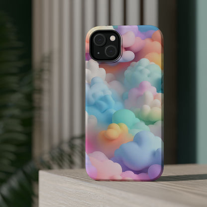 Colorful Cloud Magnetic Phone Cases, Vibrant Tough Cases, Cute Phone Covers, Cloud Art Cases, Rainbow Phone Accessories