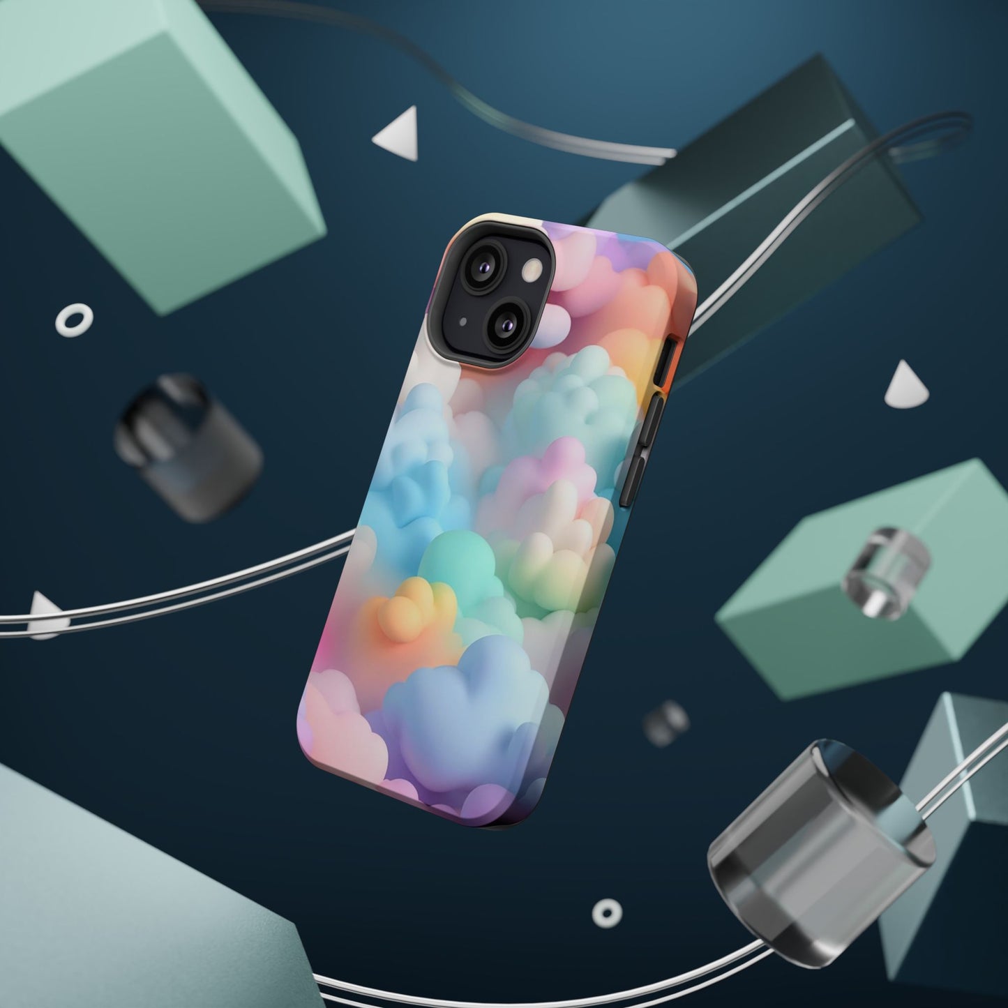 Colorful Cloud Magnetic Phone Cases, Vibrant Tough Cases, Cute Phone Covers, Cloud Art Cases, Rainbow Phone Accessories