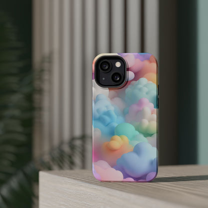 Colorful Cloud Magnetic Phone Cases, Vibrant Tough Cases, Cute Phone Covers, Cloud Art Cases, Rainbow Phone Accessories