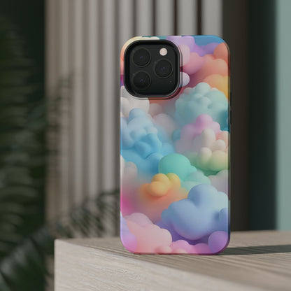 Colorful Cloud Magnetic Phone Cases, Vibrant Tough Cases, Cute Phone Covers, Cloud Art Cases, Rainbow Phone Accessories