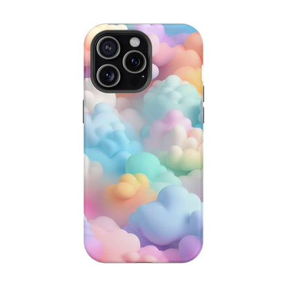 Colorful Cloud Magnetic Phone Cases, Vibrant Tough Cases, Cute Phone Covers, Cloud Art Cases, Rainbow Phone Accessories