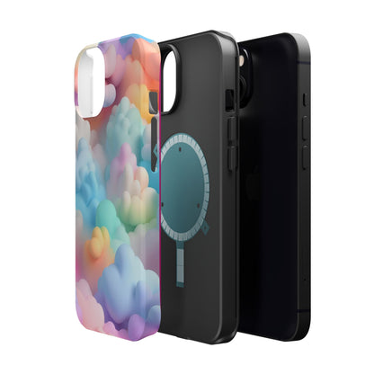 Colorful Cloud Magnetic Phone Cases, Vibrant Tough Cases, Cute Phone Covers, Cloud Art Cases, Rainbow Phone Accessories